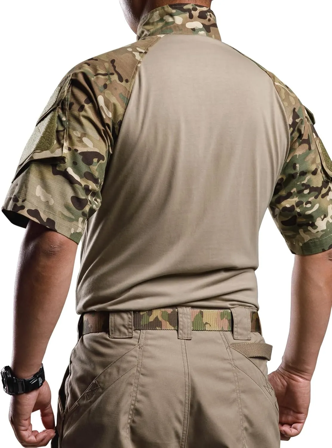 Men's Combat Tactical Shirt Military-Airsoft-Paintball-Camping Gear Army Security Clothes with 2 Pockets