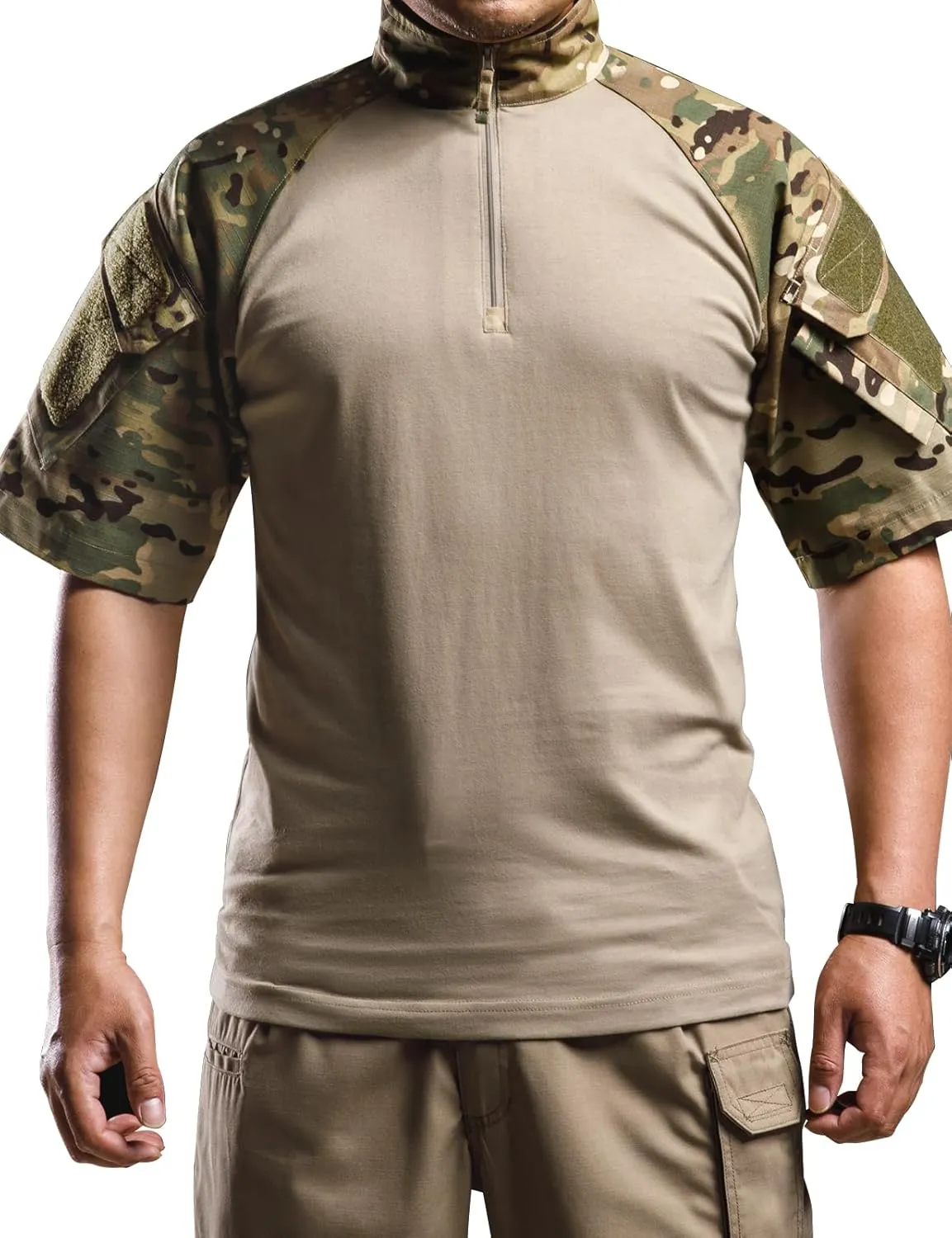 Men's Combat Tactical Shirt Military-Airsoft-Paintball-Camping Gear Army Security Clothes with 2 Pockets