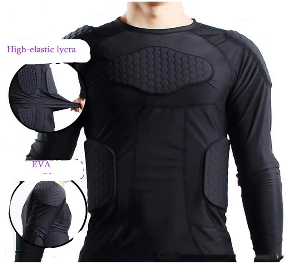 Men's Goalkeeper Shirt Padded Football Protective Gear for Men Training Suit Rib Protector for Soccer Basketball Paintball