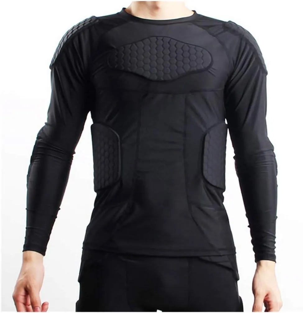 Men's Goalkeeper Shirt Padded Football Protective Gear for Men Training Suit Rib Protector for Soccer Basketball Paintball
