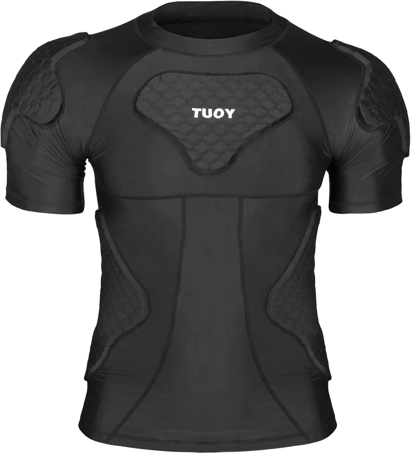 Men's Padded Compression Shirt Football Rib Protectors for Baseball Football Basketball Protective Gear Black