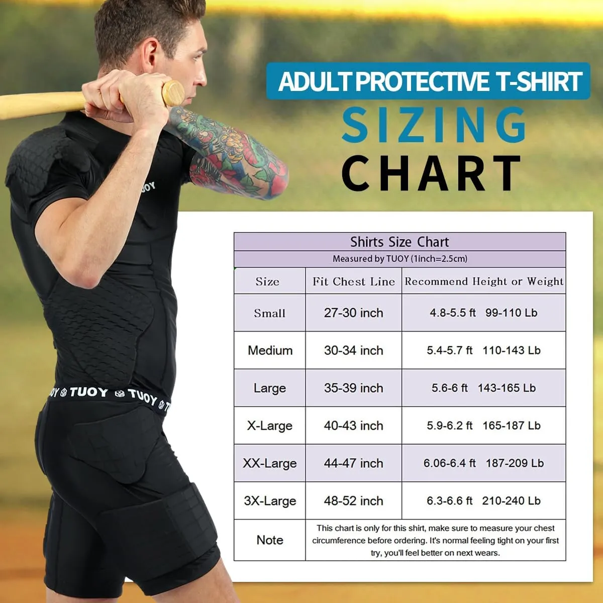 Men's Padded Compression Shirt Football Rib Protectors for Baseball Football Basketball Protective Gear Black