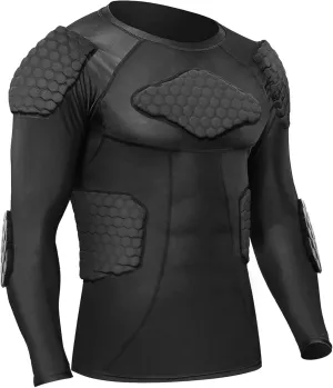 Mens Padded Compression Shirt Football Rib Protectors - Mens Long Sleeve Padded Football Shirt Protective Gear Chest Rib Protectors
