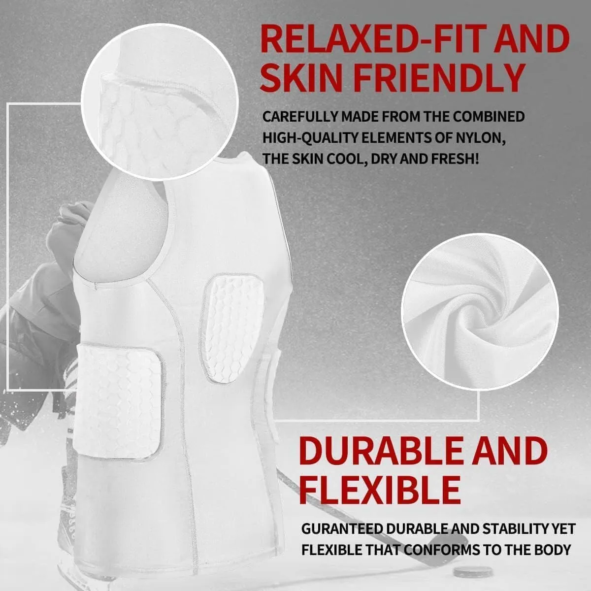Mens Padded Football Shirt Mens Padded Compression Shirt Football Rib Protectors for Baseball Basketball Paintball Rugby