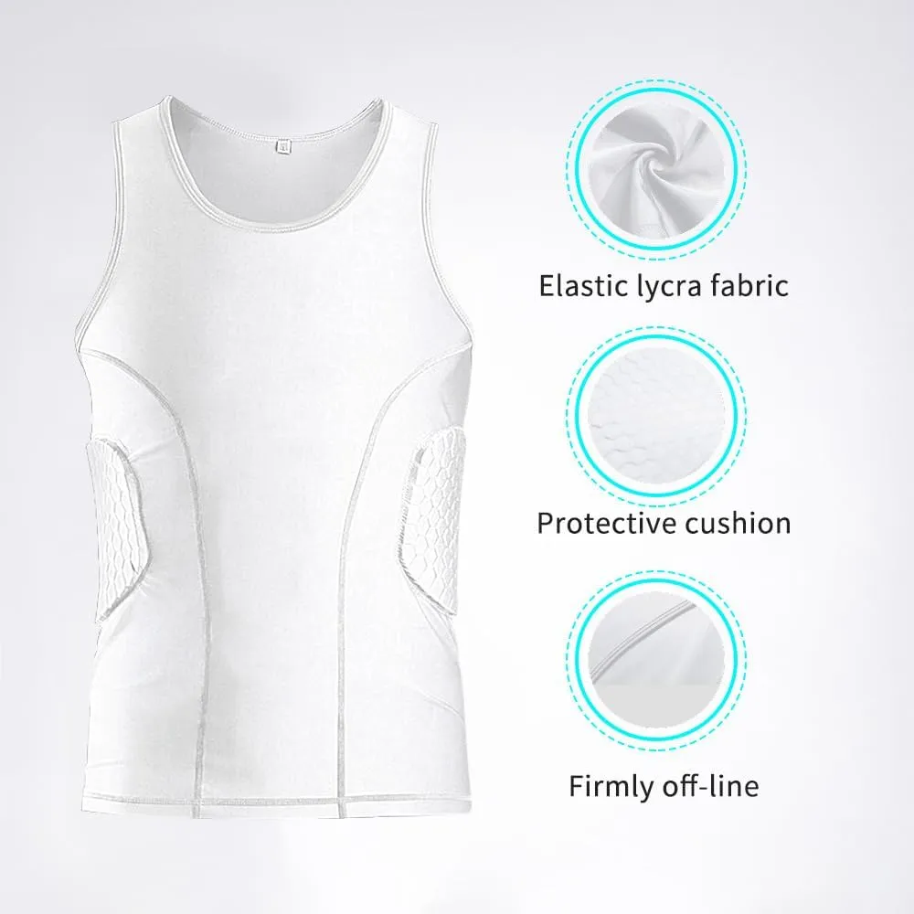 Mens Padded Football Shirt Mens Padded Compression Shirt Football Rib Protectors for Baseball Basketball Paintball Rugby