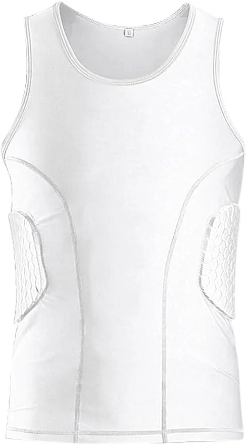 Mens Padded Football Shirt Mens Padded Compression Shirt Football Rib Protectors for Baseball Basketball Paintball Rugby
