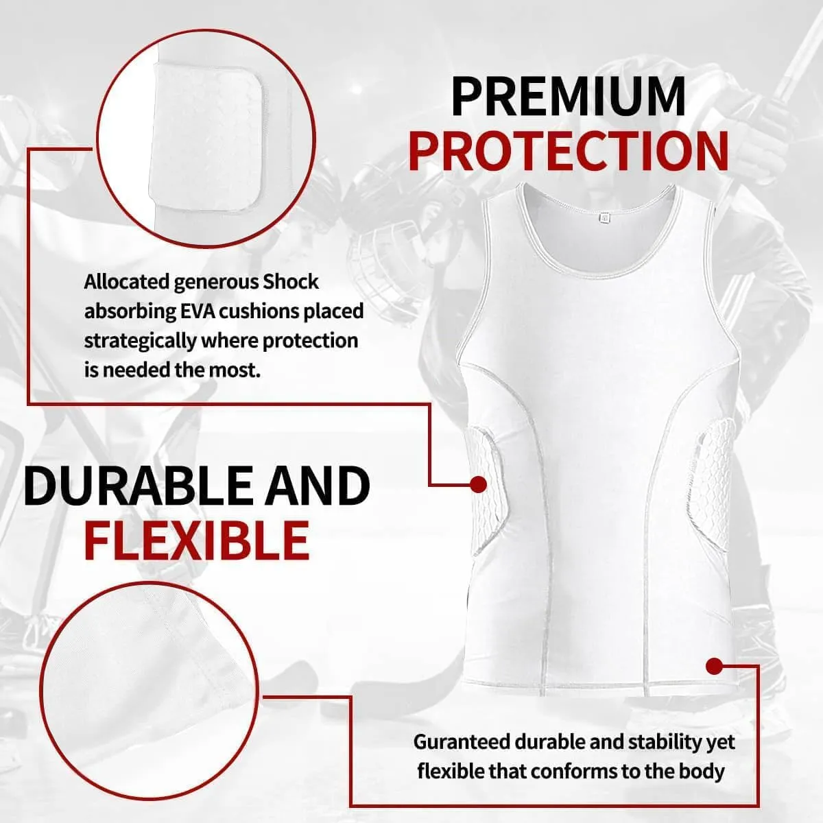 Mens Padded Football Shirt Mens Padded Compression Shirt Football Rib Protectors for Baseball Basketball Paintball Rugby