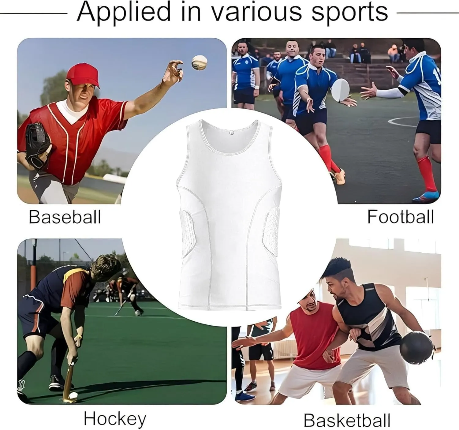 Mens Padded Football Shirt Mens Padded Compression Shirt Football Rib Protectors for Baseball Basketball Paintball Rugby
