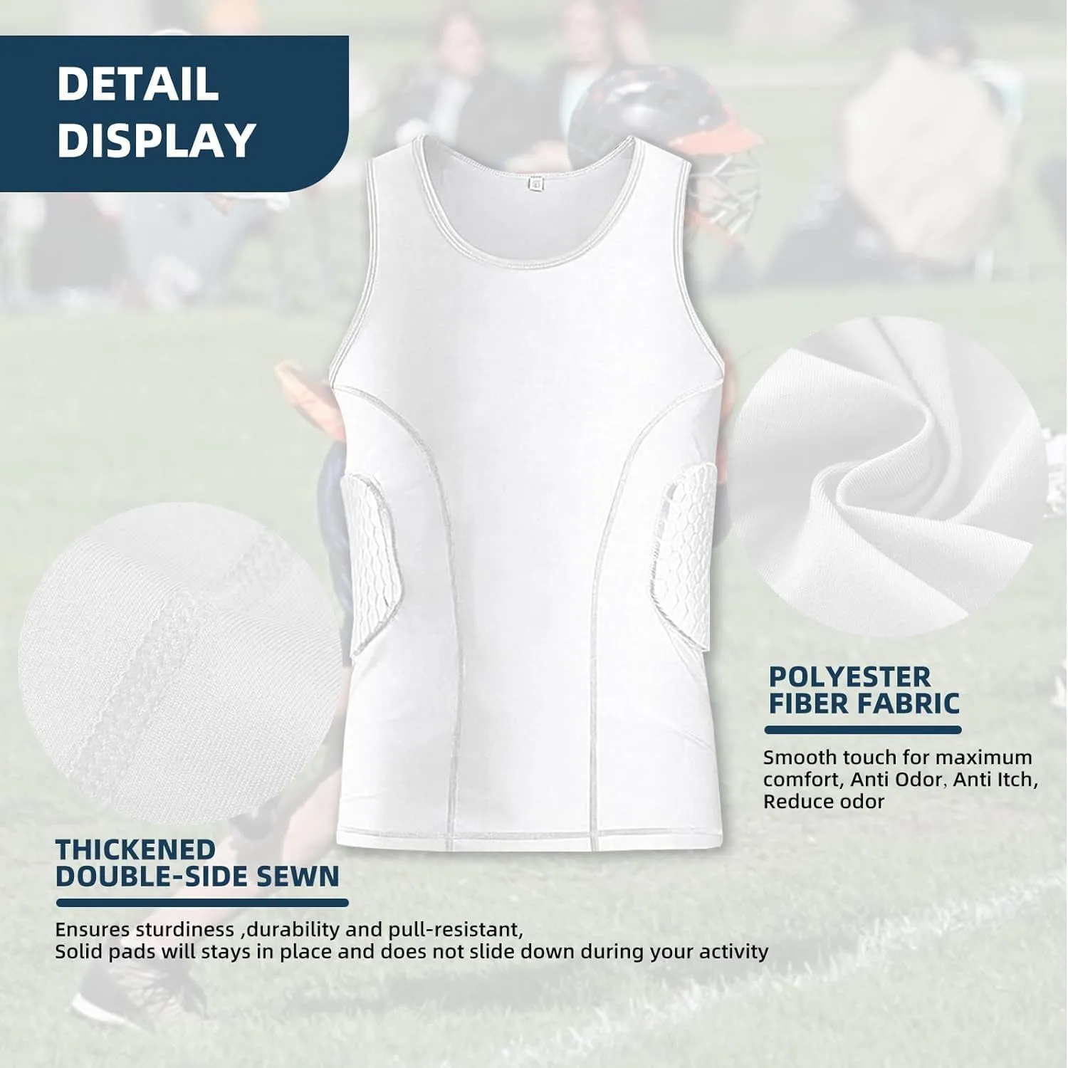 Mens Padded Football Shirt Mens Padded Compression Shirt Football Rib Protectors for Baseball Basketball Paintball Rugby