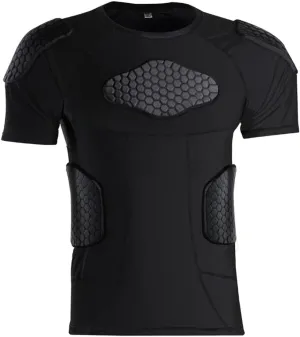 Men’s Padded Shirts Short Sleeve Compression T Shirt Rib Chest Protective Gear