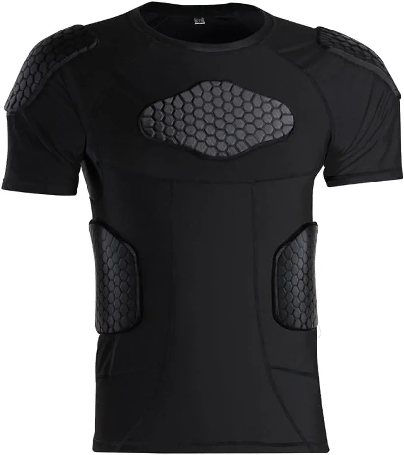 Men’s Padded Shirts Short Sleeve Compression T Shirt Rib Chest Protective Gear