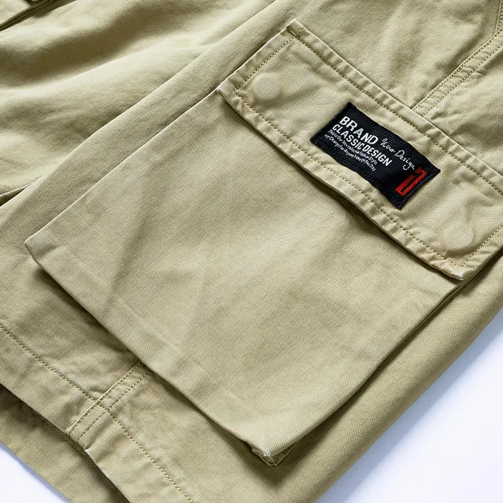 Men's Regular Fit Tactical Cargo Shorts - Summer Cotton Casual Shorts with Zipper Pockets
