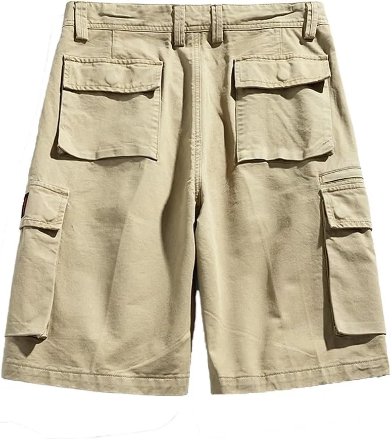Men's Regular Fit Tactical Cargo Shorts - Summer Cotton Casual Shorts with Zipper Pockets