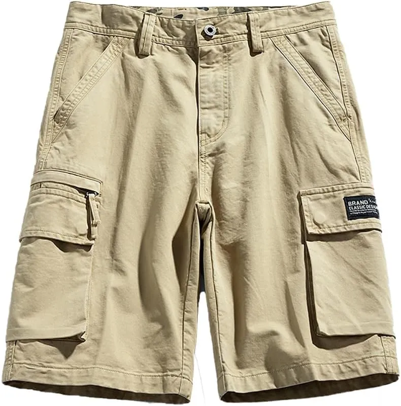 Men's Regular Fit Tactical Cargo Shorts - Summer Cotton Casual Shorts with Zipper Pockets