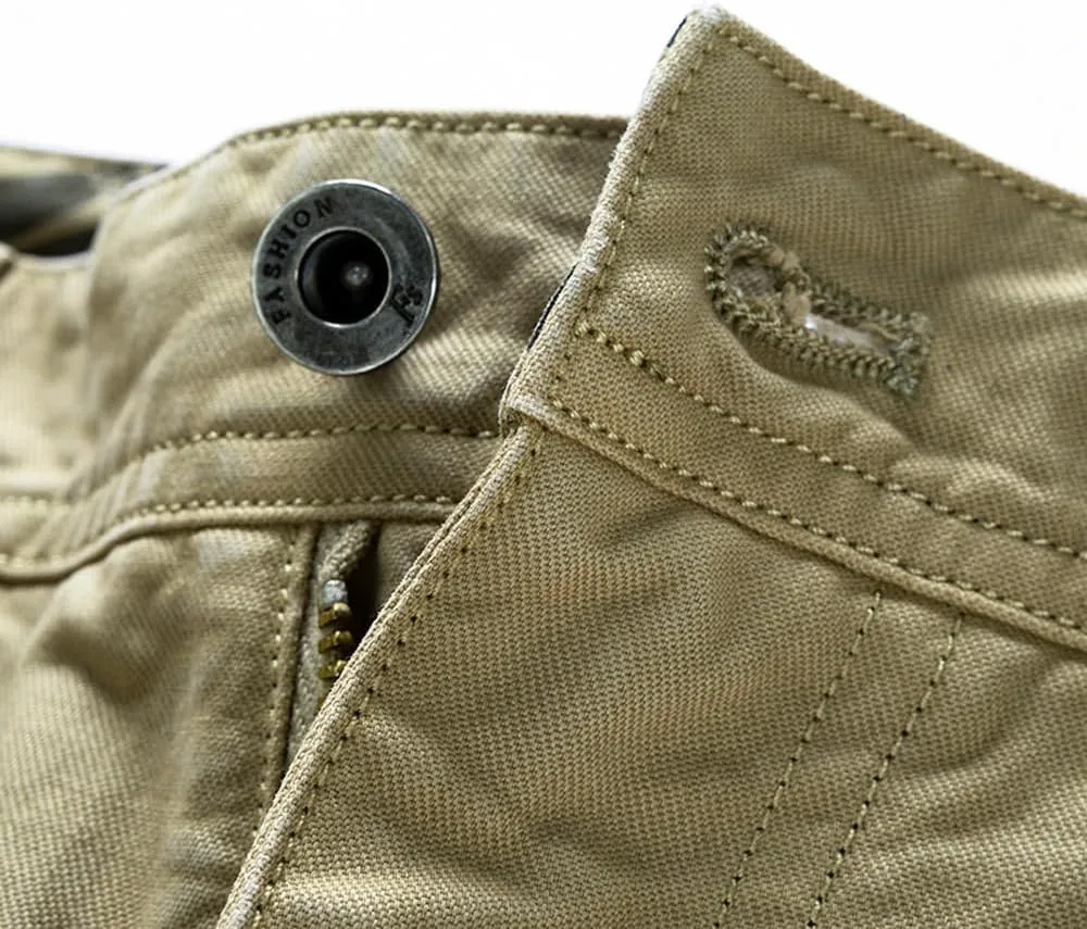 Men's Regular Fit Tactical Cargo Shorts - Summer Cotton Casual Shorts with Zipper Pockets