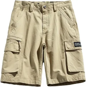 Men's Regular Fit Tactical Cargo Shorts - Summer Cotton Casual Shorts with Zipper Pockets