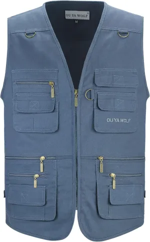 Men's Utility Work Hunting Travel Fishing Multi-Pockets Outdoor Vests