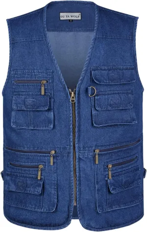Men's Utility Work Hunting Travel Fishing Multi-Pockets Outdoor Vests
