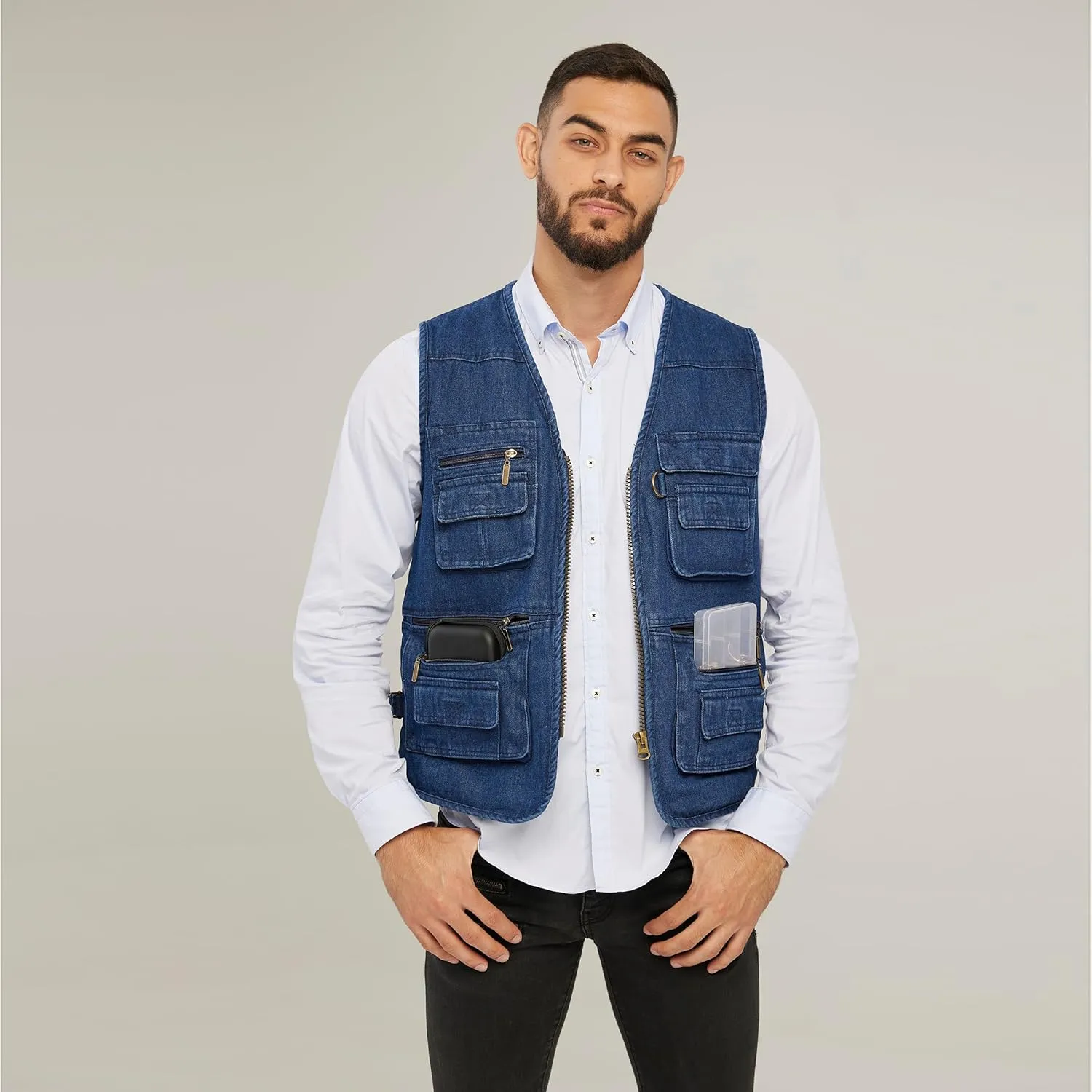 Men's Utility Work Hunting Travel Fishing Multi-Pockets Outdoor Vests