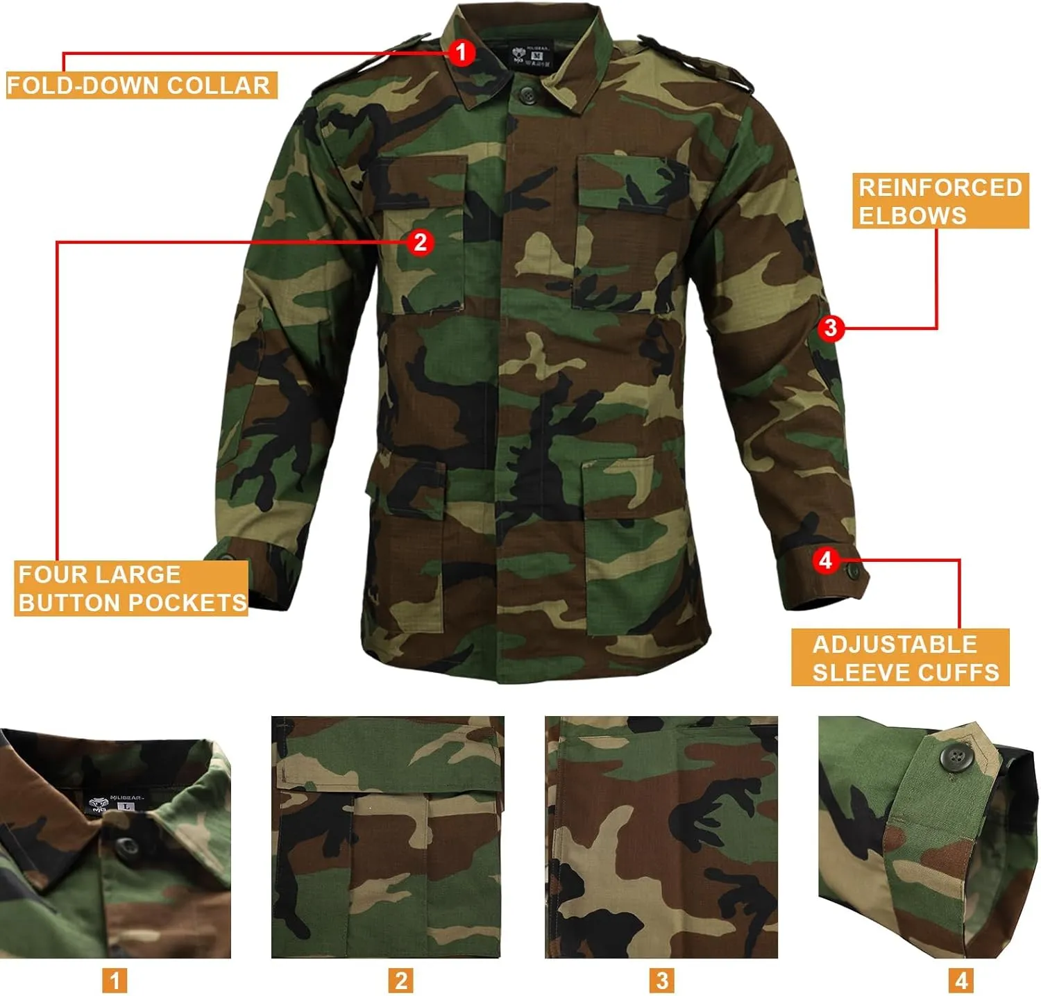 MGFLASHFORCE Army Uniform for Men Camo Military Suit OutFit BDU Jacket and Pants