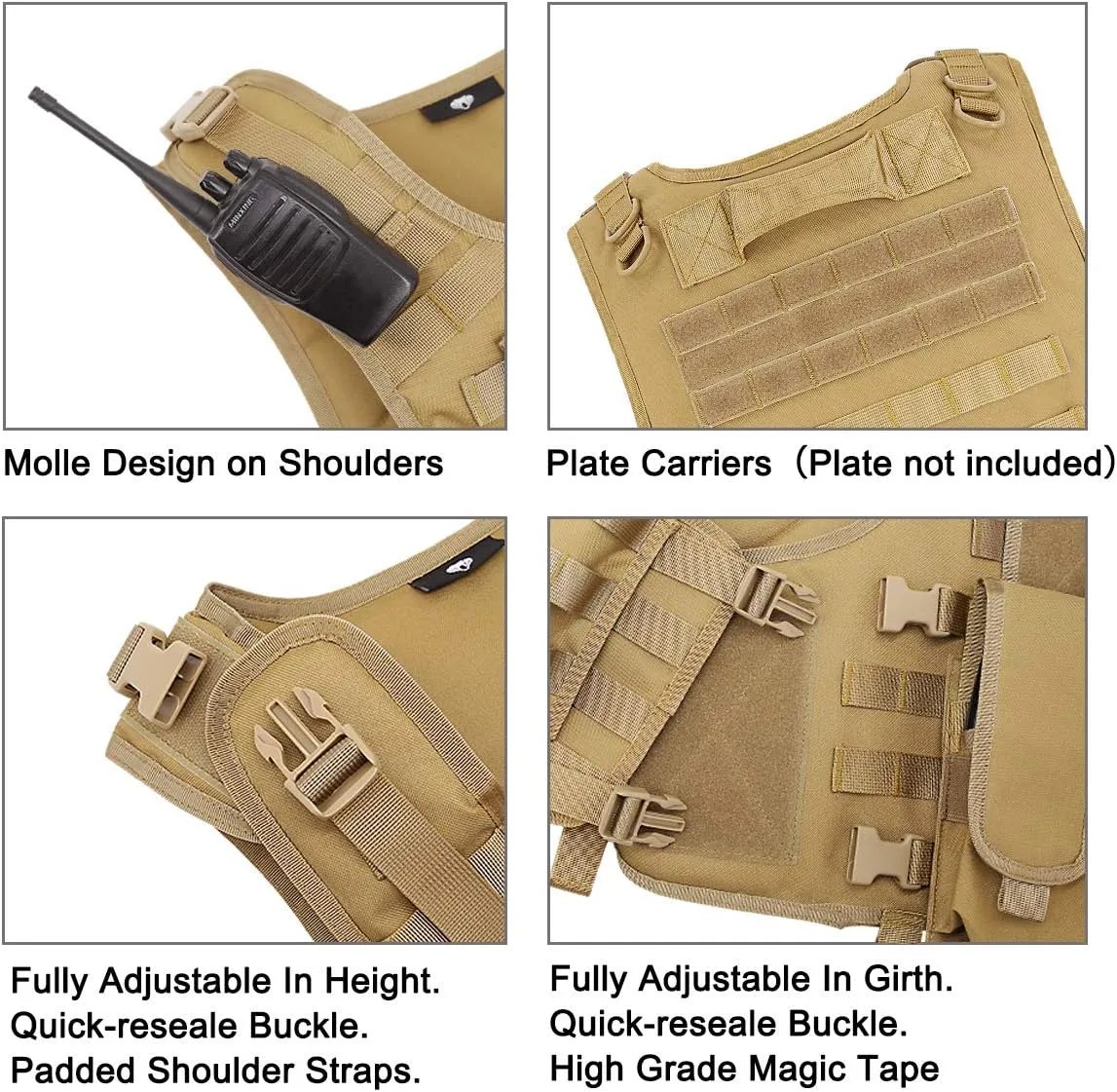 MGFLASHFORCE Tactical Airsoft Vest Adjustable Modular Paintball Vest