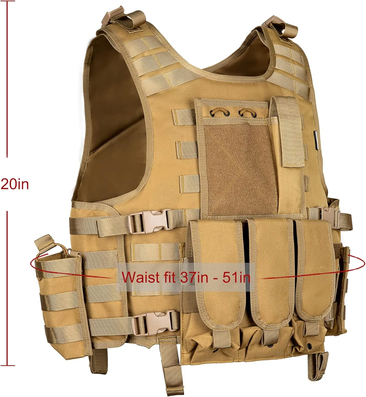 MGFLASHFORCE Tactical Airsoft Vest Adjustable Modular Paintball Vest