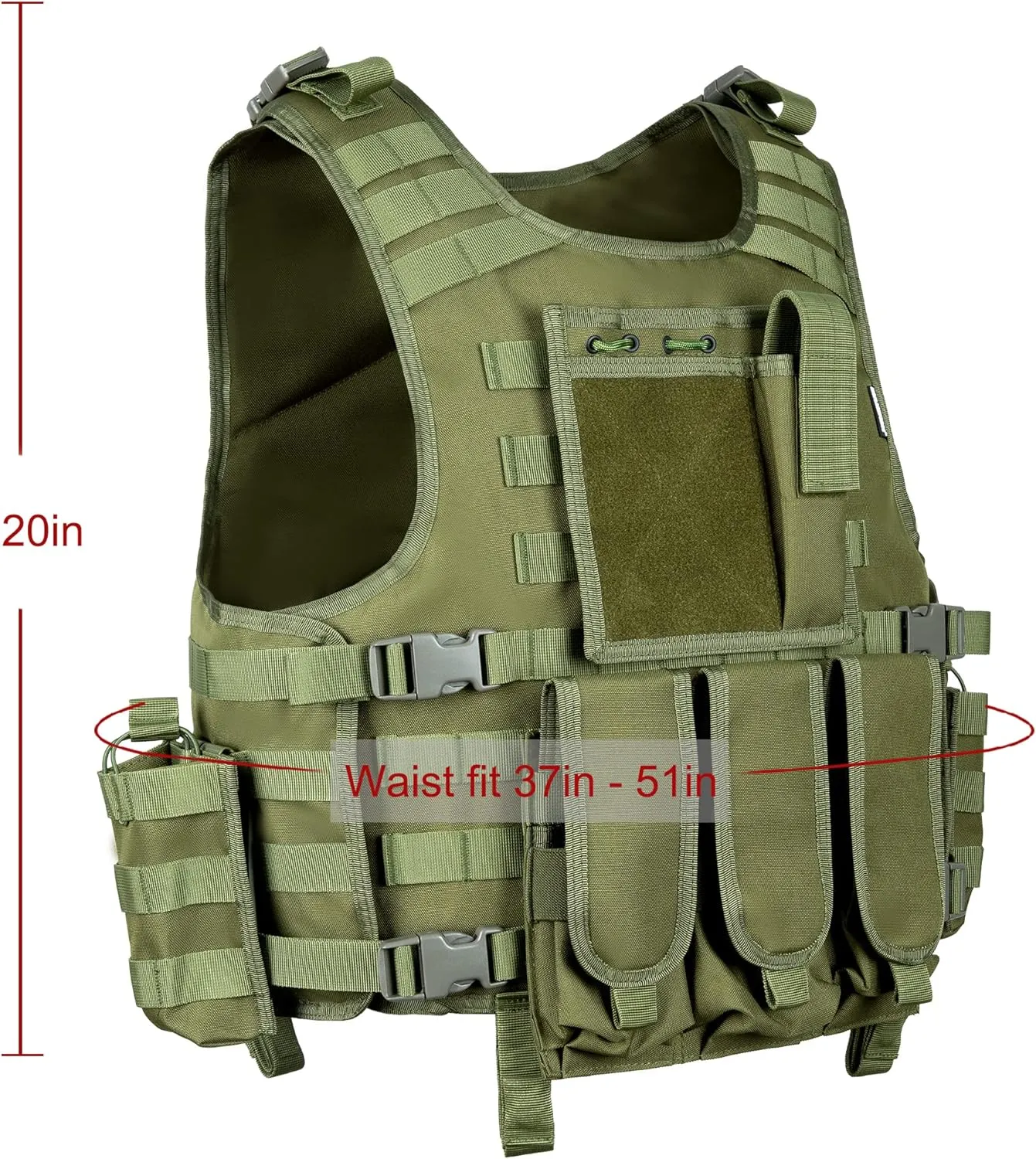 MGFLASHFORCE Tactical Airsoft Vest Adjustable Modular Paintball Vest