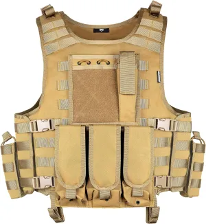 MGFLASHFORCE Tactical Airsoft Vest Adjustable Modular Paintball Vest