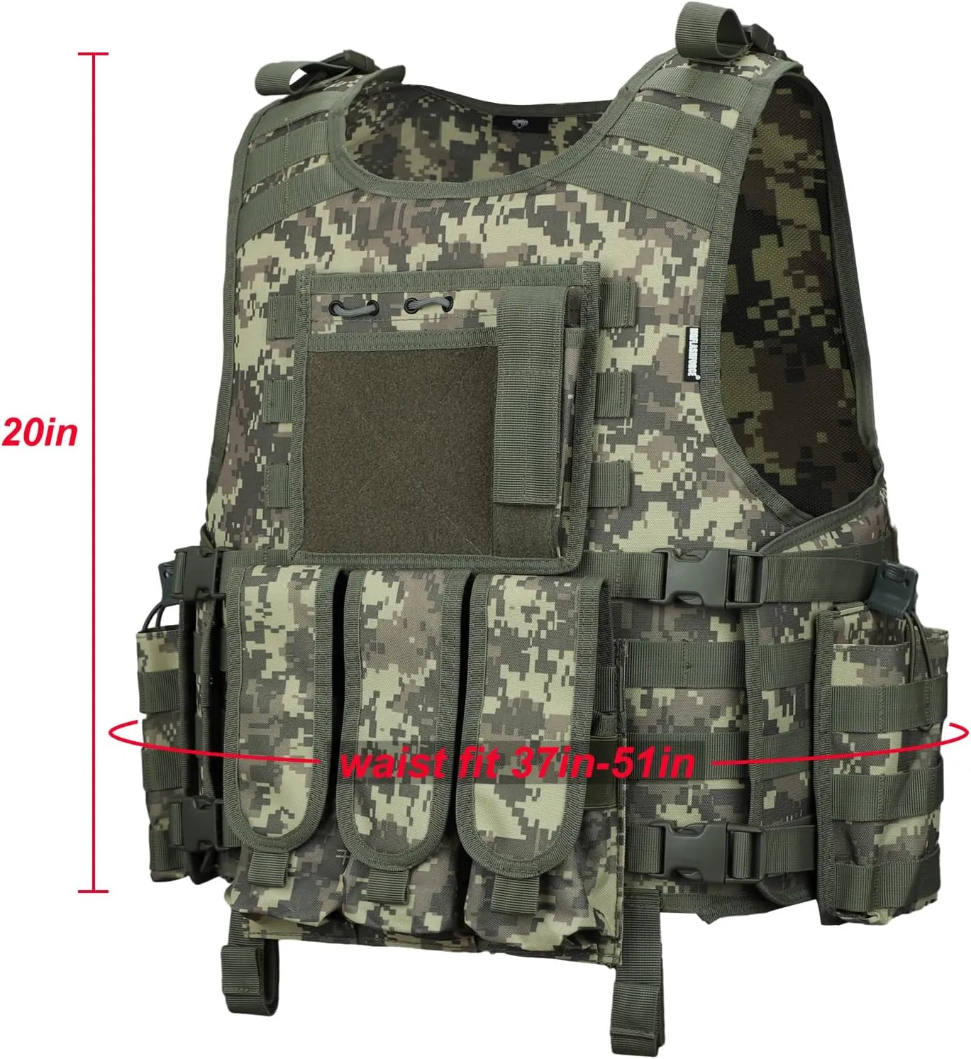 MGFLASHFORCE Tactical Airsoft Vest Adjustable Modular Paintball Vest