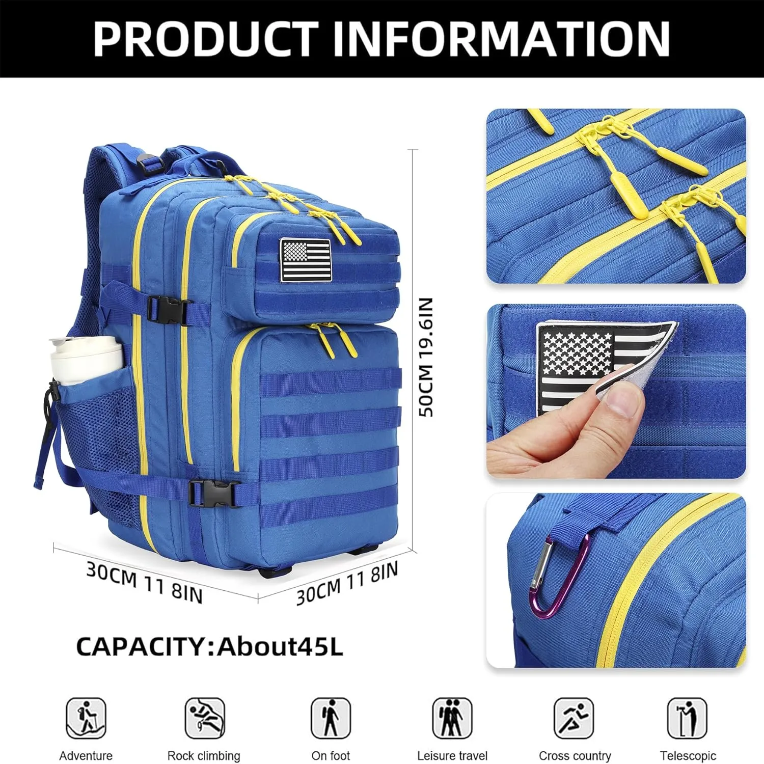 Military 45L Tactical Assault Backpack 3 day assault pack with Molle Waterproof backpack Rucksack for Tactical Backpacks