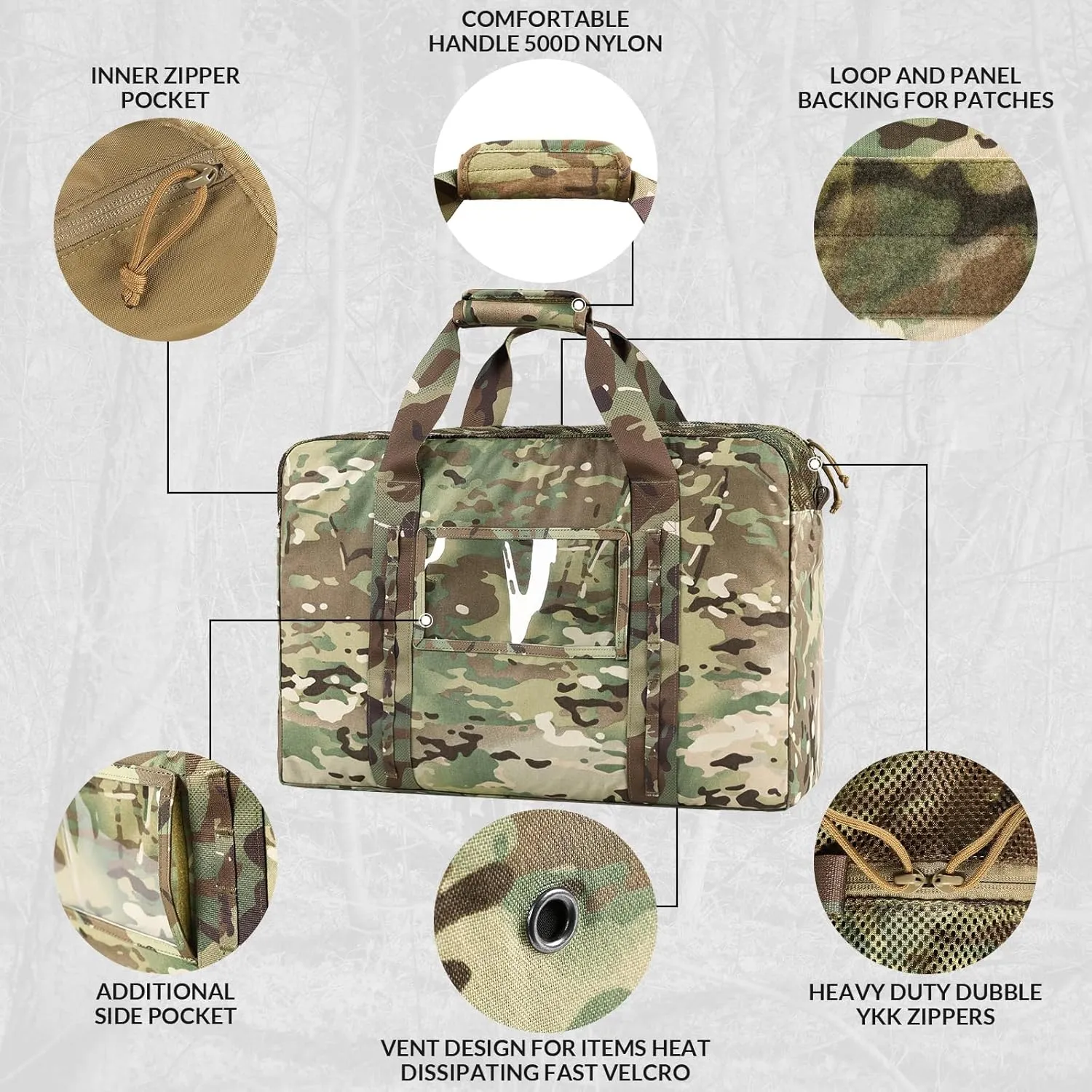 Military Duffle - 52L Heavy Duty Extra Large Army Tactical Bag for Shooting, Camping, Hiking, Traveling, Stealth Survival & More (CP Camo)