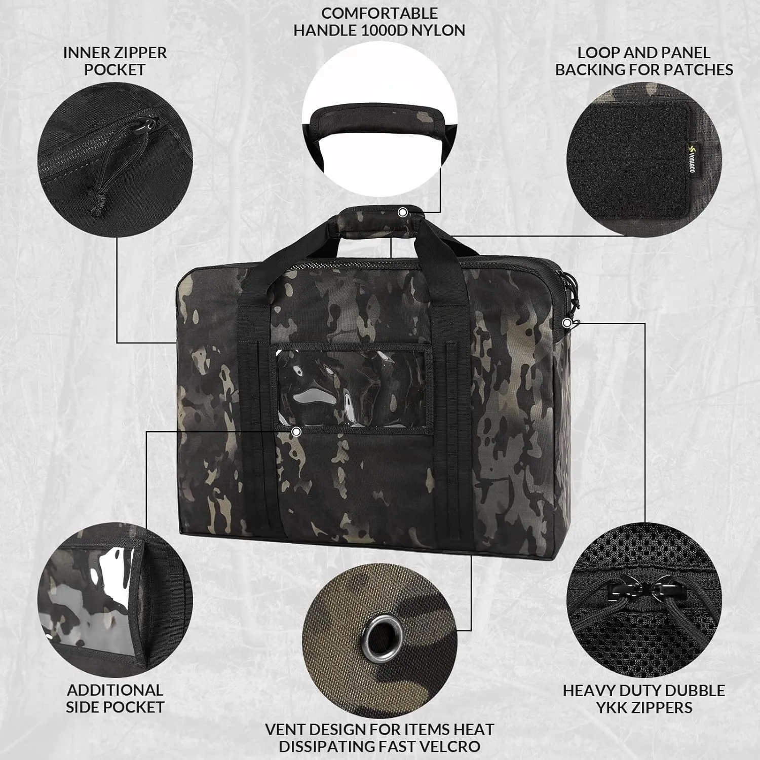 Military Duffle Bag, 52L Heavy Duty Extra Large Army Tactical Bag for Shooting, Camping, Hiking, Traveling, Stealth Survival & More (Dark Camo)