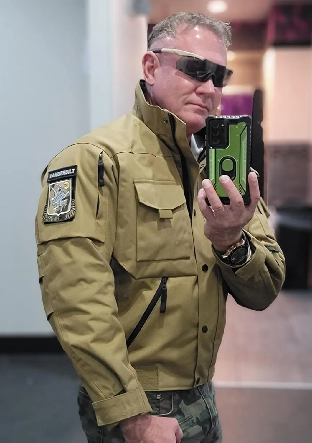 Military Jacket for Men 1000D Cordura Tactical Jacket Hard Shell Water Resistant Army Jacket Coat Hiking Bushcraft