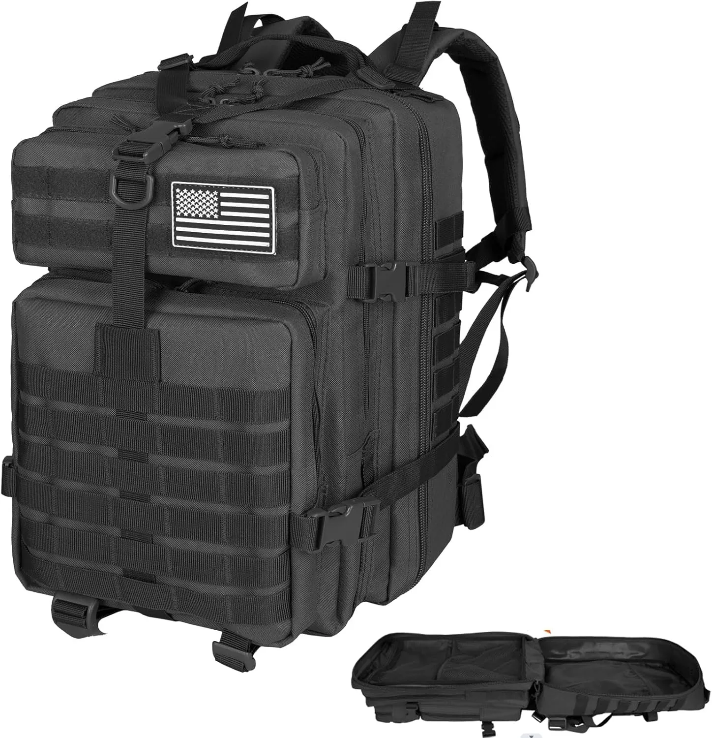 Military Tactical Backpack 45L Large Army Assault Pack 3 Day Bug Out Bag Men Molle Daypack Camping Outdoor Rucksack For Women Backpacks Black