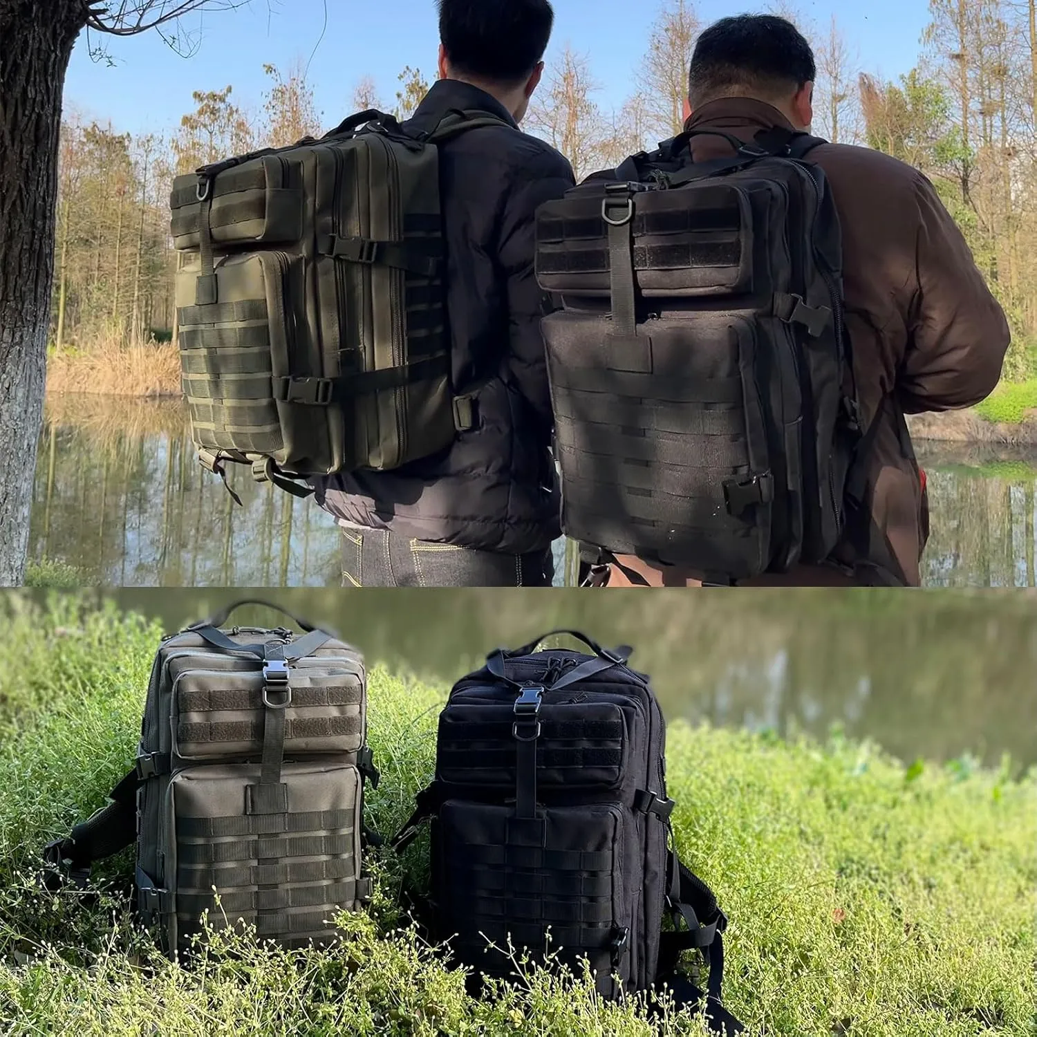 Military Tactical Backpack 45L Large Army Assault Pack 3 Day Bug Out Bag Men Molle Daypack Camping Outdoor Rucksack For Women Backpacks Black