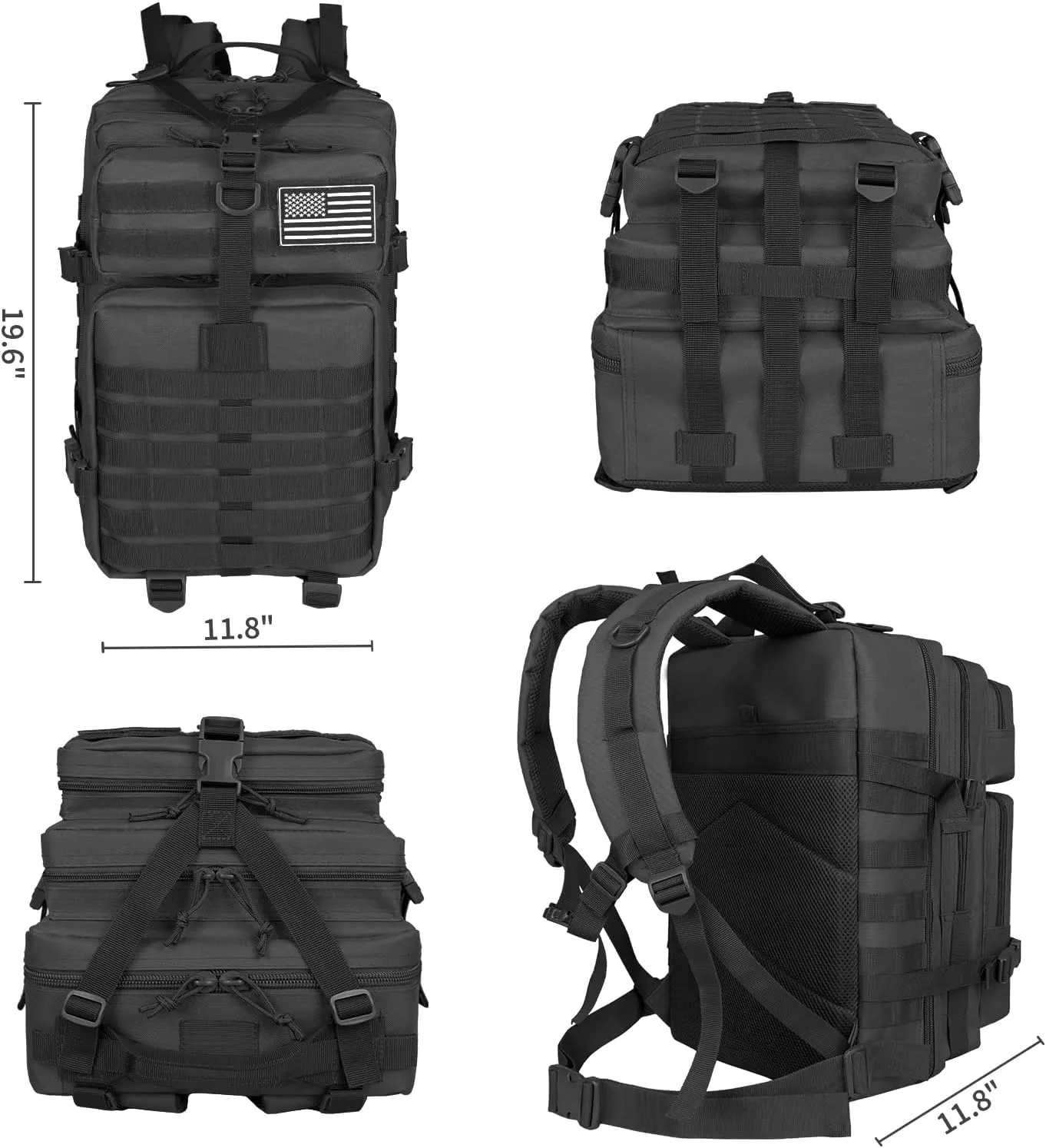 Military Tactical Backpack 45L Large Army Assault Pack 3 Day Bug Out Bag Men Molle Daypack Camping Outdoor Rucksack For Women Backpacks Black