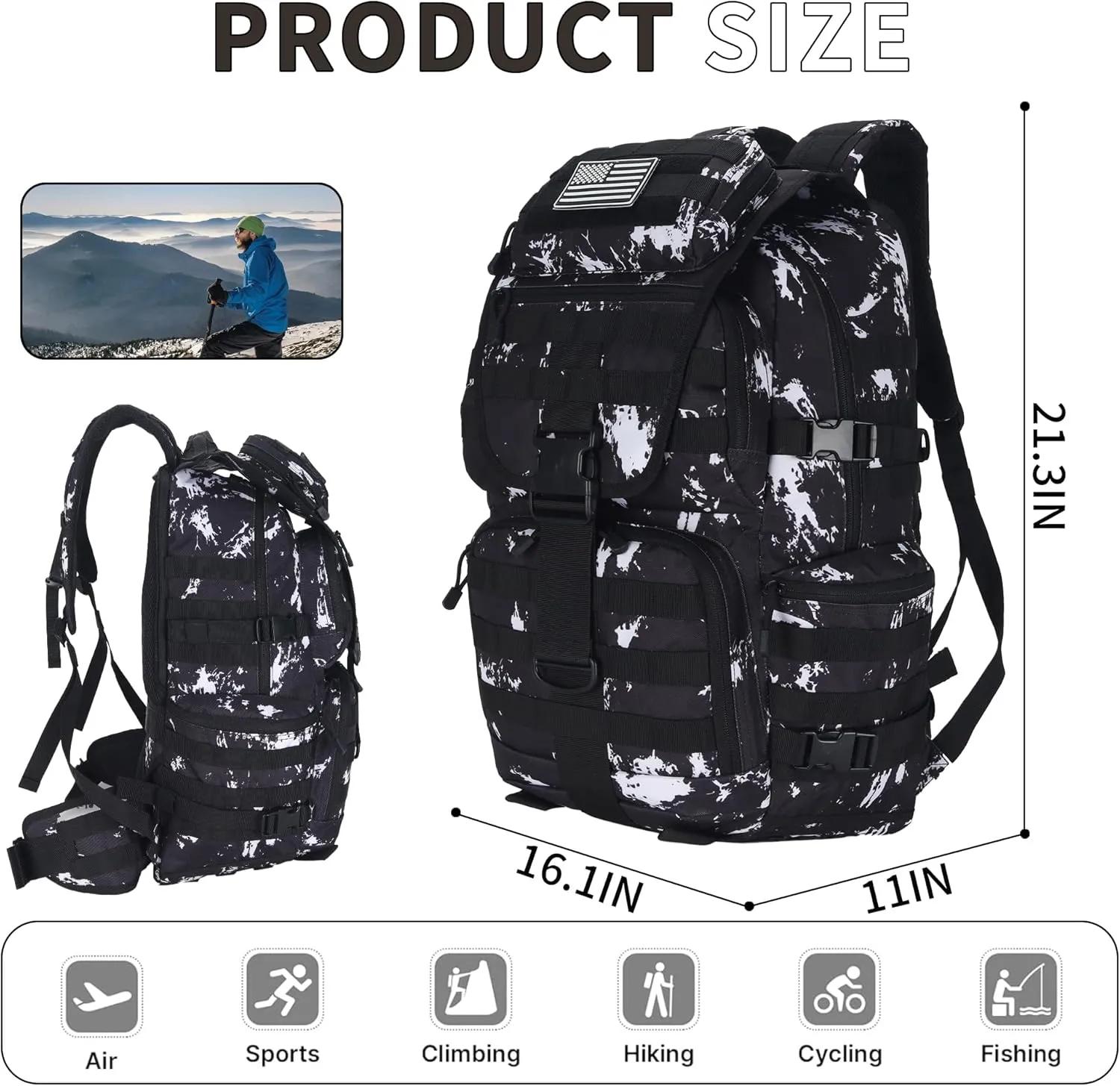 Military Tactical Backpack Waterproof Outdoor Hunting Backpack Large Capacity Hunting Day Pack