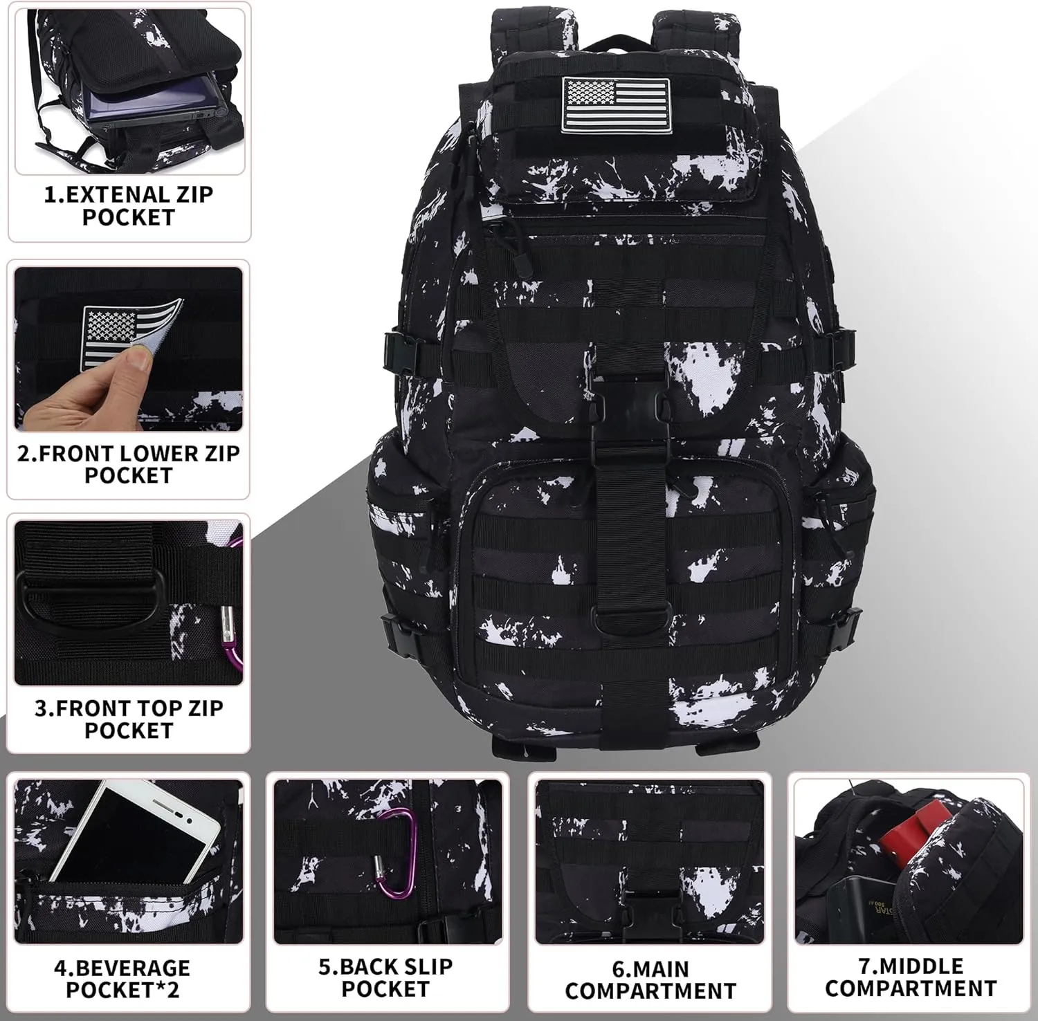 Military Tactical Backpack Waterproof Outdoor Hunting Backpack Large Capacity Hunting Day Pack