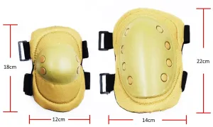 Military Tactical Knee Pad Elbow Pad Set Airsoft Knee Elbow Protective Pads Combat Paintball Skate Outdoor Sports Safety Guard Gear (Khaki, M, 4pcs Set)