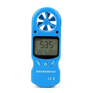 Mini Multipurpose Anemometer Digital Anemometer LCD TL-300 Wind Speed Temperature Humidity Meter with Hygrometer Thermometer(Blue)