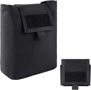 MOLLE Dump Pouch Roll Up Magazines Recovery Utility Admin Bag Drawstring Foldable Tool Mag Drop Waist Pack for Tactical/Range/Battle/Duty Belt Hunting Shooting Competition