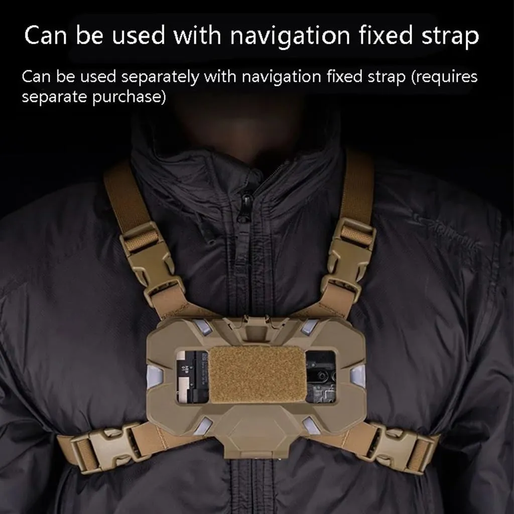 MOLLE Folding Navigation Mobile Phone Navigation Bracket Fixing Strap Chest Fixed Phone Clip Holder Outdoor Running Hiking for Tactical Map Board Airsoft Gear