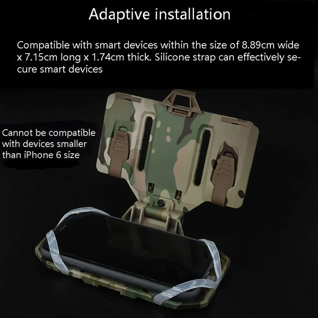 MOLLE Folding Navigation Mobile Phone Navigation Bracket Fixing Strap Chest Fixed Phone Clip Holder Outdoor Running Hiking for Tactical Map Board Airsoft Gear