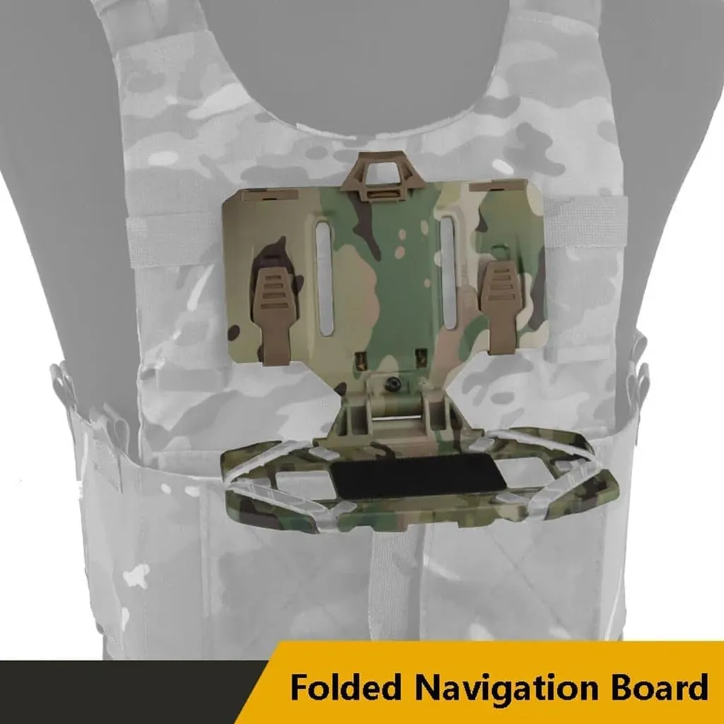 MOLLE Folding Navigation Mobile Phone Navigation Bracket Fixing Strap Chest Fixed Phone Clip Holder Outdoor Running Hiking for Tactical Map Board Airsoft Gear