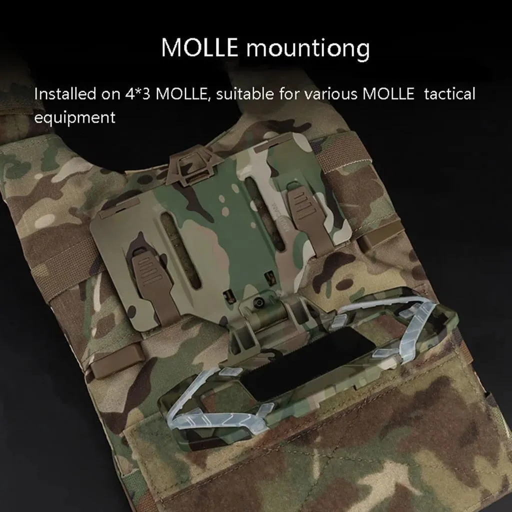 MOLLE Folding Navigation Mobile Phone Navigation Bracket Fixing Strap Chest Fixed Phone Clip Holder Outdoor Running Hiking for Tactical Map Board Airsoft Gear
