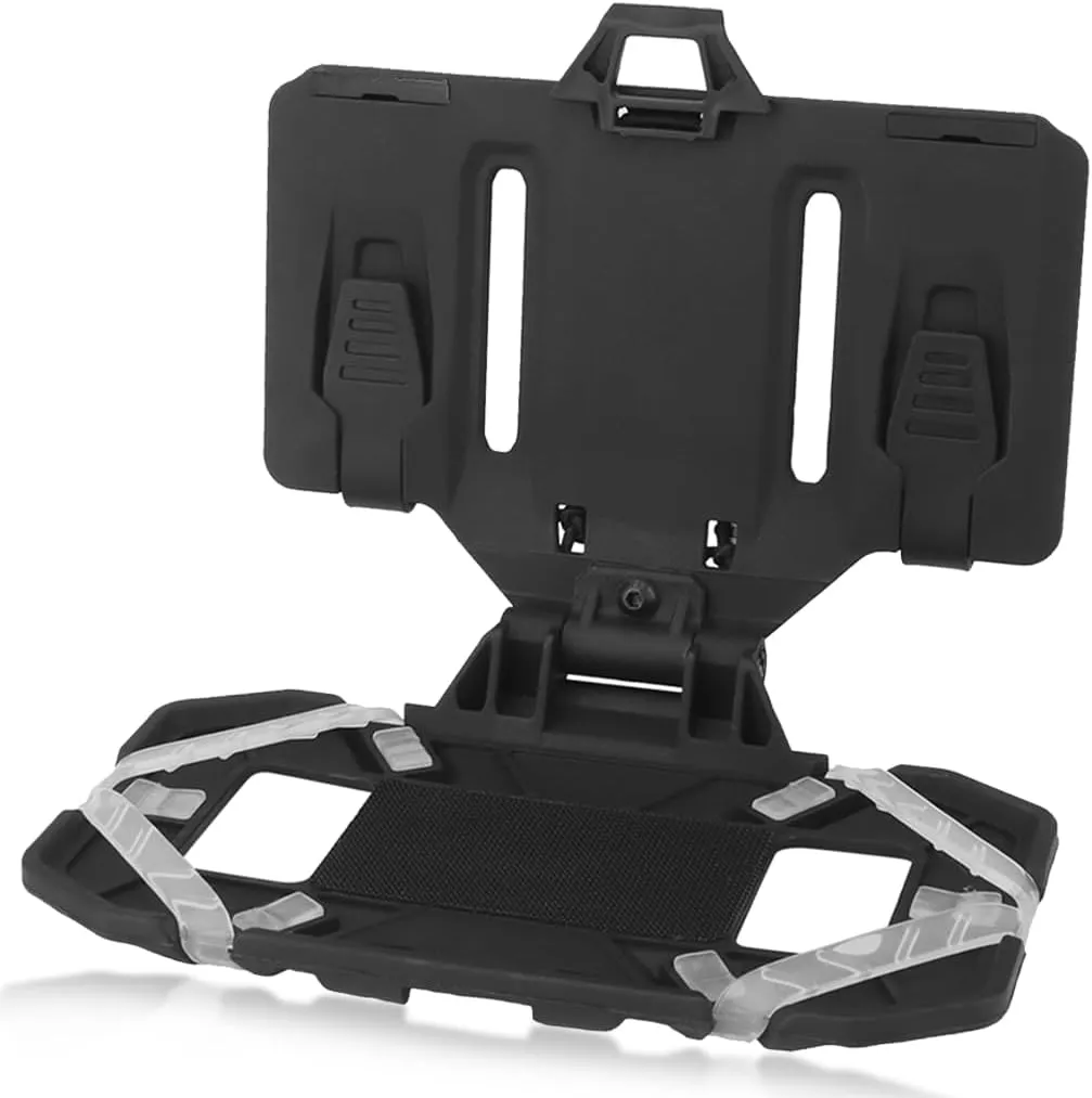Molle Tactical Phone Holder,Vest Chest Rig Folded Phone Mount,Hands-Free Phone Board Plate Carrier Pouch,Airsoft Hunting Paintball Gear (Holder BK)