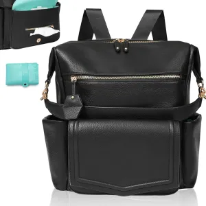 MOMINSIDE Diaper Bag Backpack, Convertible Hobo, Large Baby Bag with 14 Pockets, 6 Bottle Pouches, Wipes Pouch, Insulated Pockets (Black)