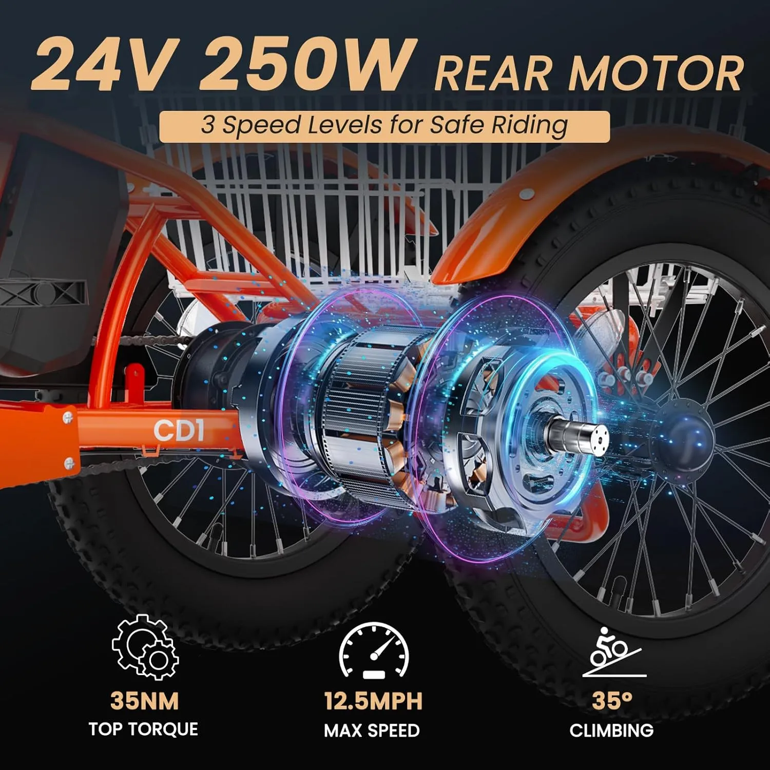 MOONCOOL Electric Kids Tricycle, 16 Inch 3.0 Fat Tire Electric Trike for Boys Girls, 35 Miles Long Range Aluminum Frame 3 Wheels E-Bike with Removable Battery