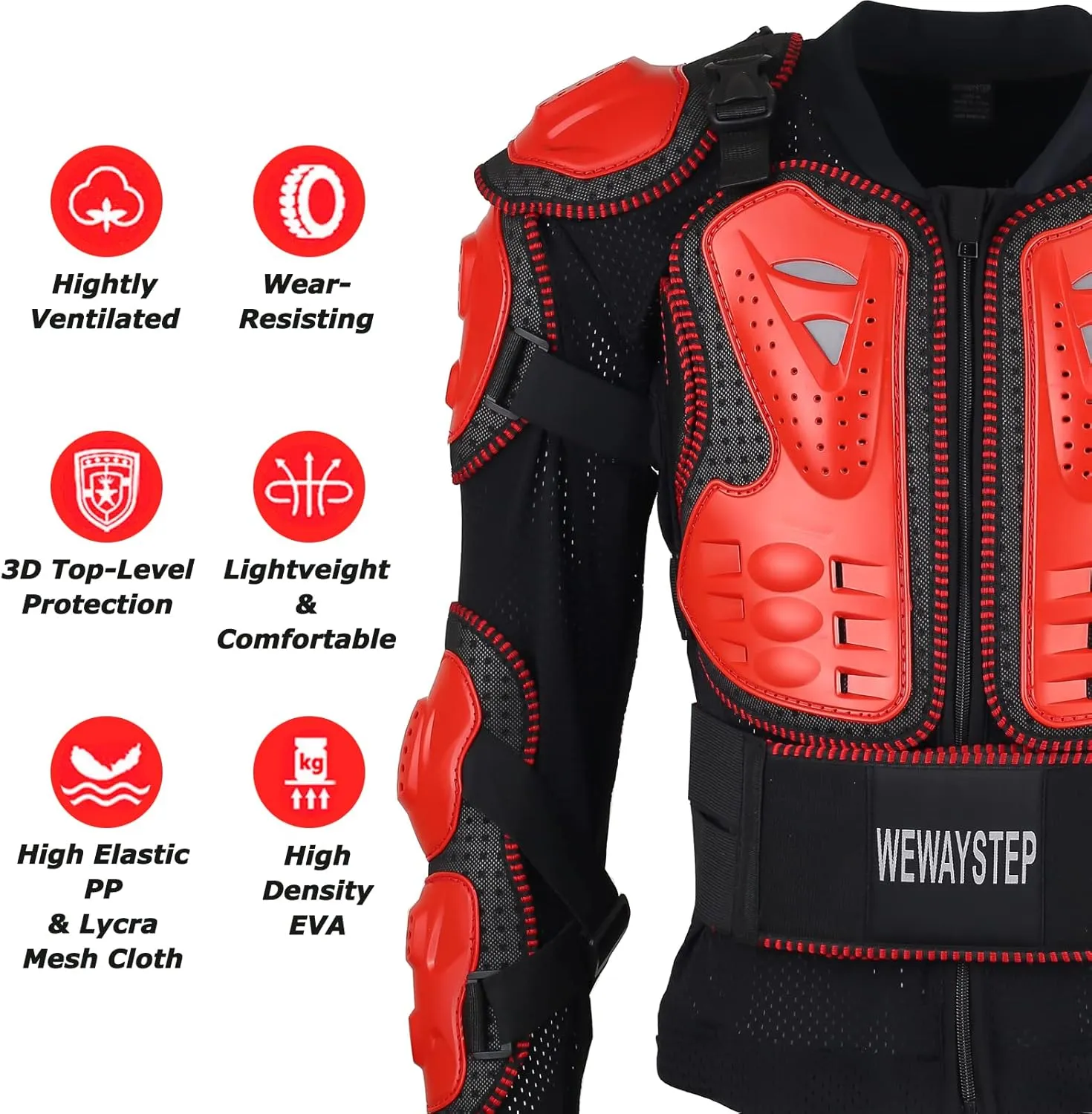 Motorcycle Protective Jacket Full Body Armor, Chest Spine Protection Dirt Bike Gear for Men Motocross MTB Racing