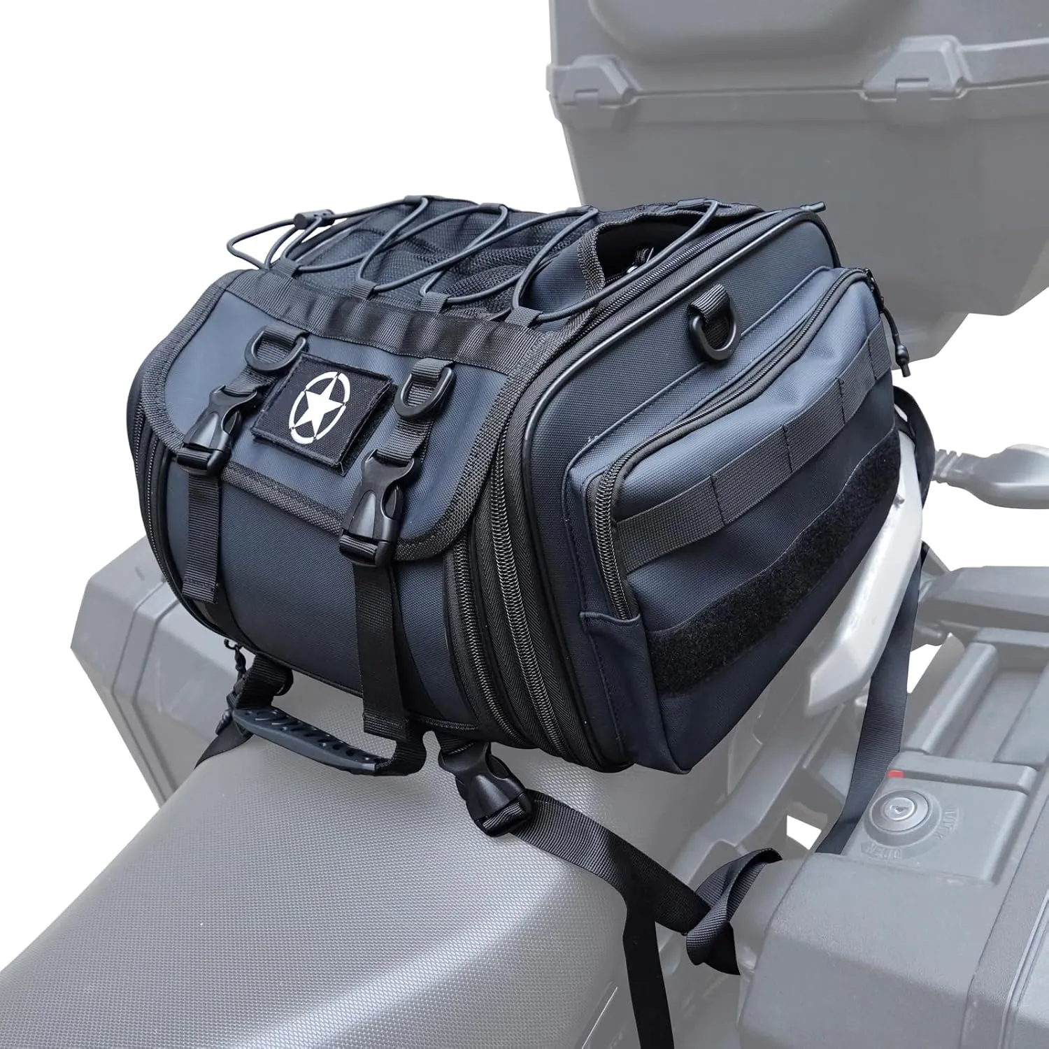 Motorcycle Travel Luggage Bags, Expandable Motorbike Rear Tail Bag Saddle Bag 40L Storage Bag Helmet Bag with Straps